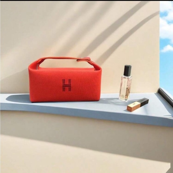 Orange and Red Canvas Makeup Bag - Picture 3 of 4